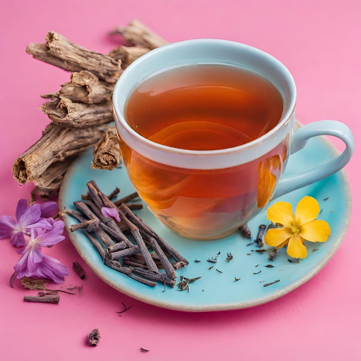 Teetasse mit Malve und Süßholzwurzel